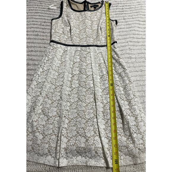 Cynthia Rowley Sleeveless Sheath Dress Lace Lined Cocktail Sz 6 White Tan Black - Picture 5 of 8